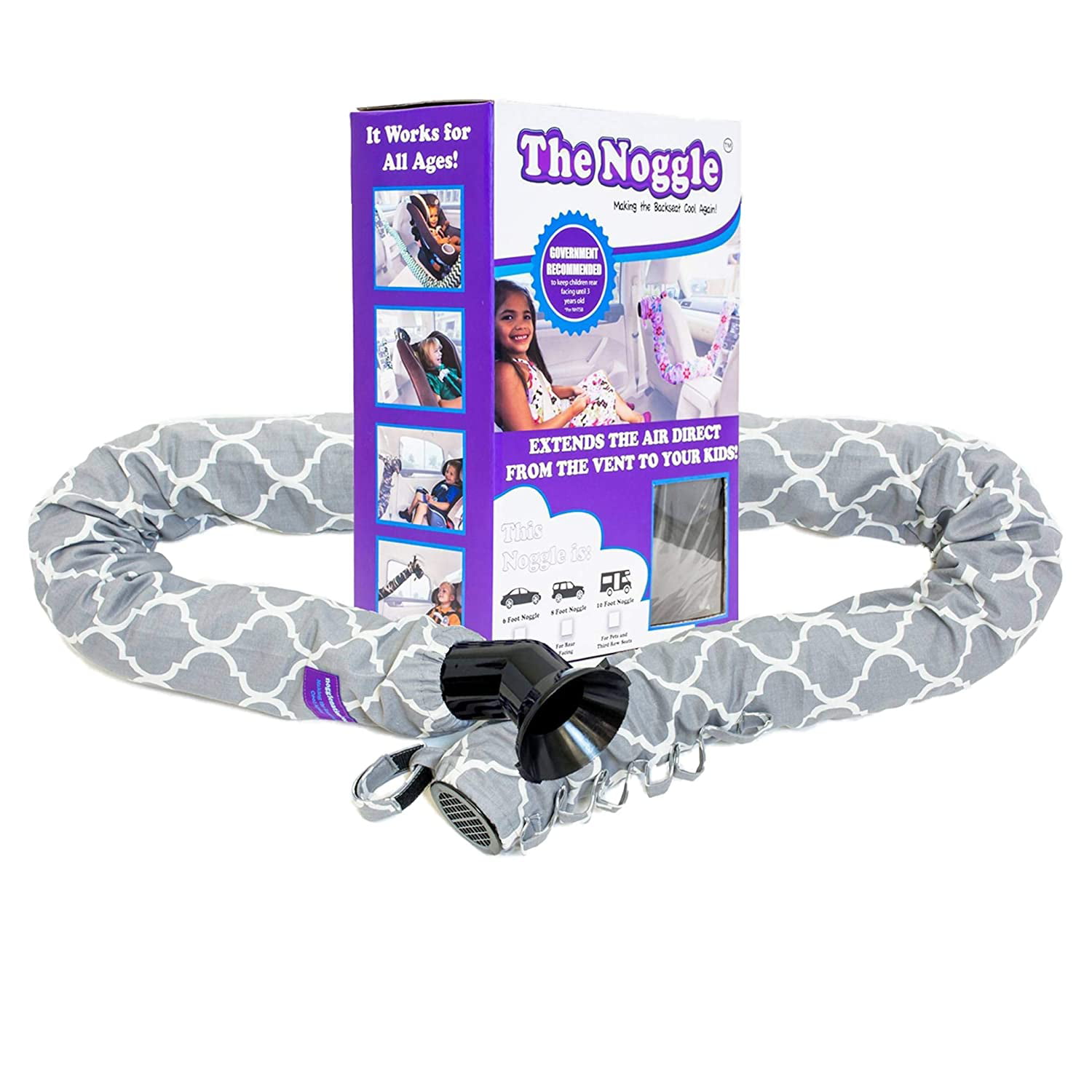 Making The Backseat Cool Again Storm Grey Quick & Easy to Use Car Travel Accessories for a Comfy Ride Summer or Winter-Air Vent Extender Hose Directs Cool or Warm Air to Your Kids- 6ft The Noggle 