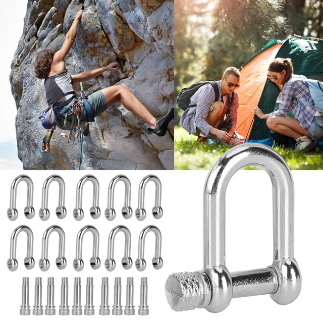 FLAMEEN Bow Shackle For Paracord Survival Bracelet,D Ring Shackle Lock,10pcs U Shape Shackle Zinc Alloy D Ring Lock Bow Shackle For Paracord Bracelet Round Head