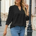 thumbnail image 6 of HAiming Women's Summer Chiffon Blouses Solid Color 3/4 Sleeve V Neck T-Shirt Trendy Loose Casual Dressy Pullover Tops, 6 of 9