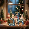 thumbnail image 5 of Christmas Resin Sitting Standing Deer Statue Reindeer Figurines Deer Decorations for Home Indoor Rustic Christmas Home Decor Statue Small Reindeer Sculpture,Blue,2pcs, 5 of 6