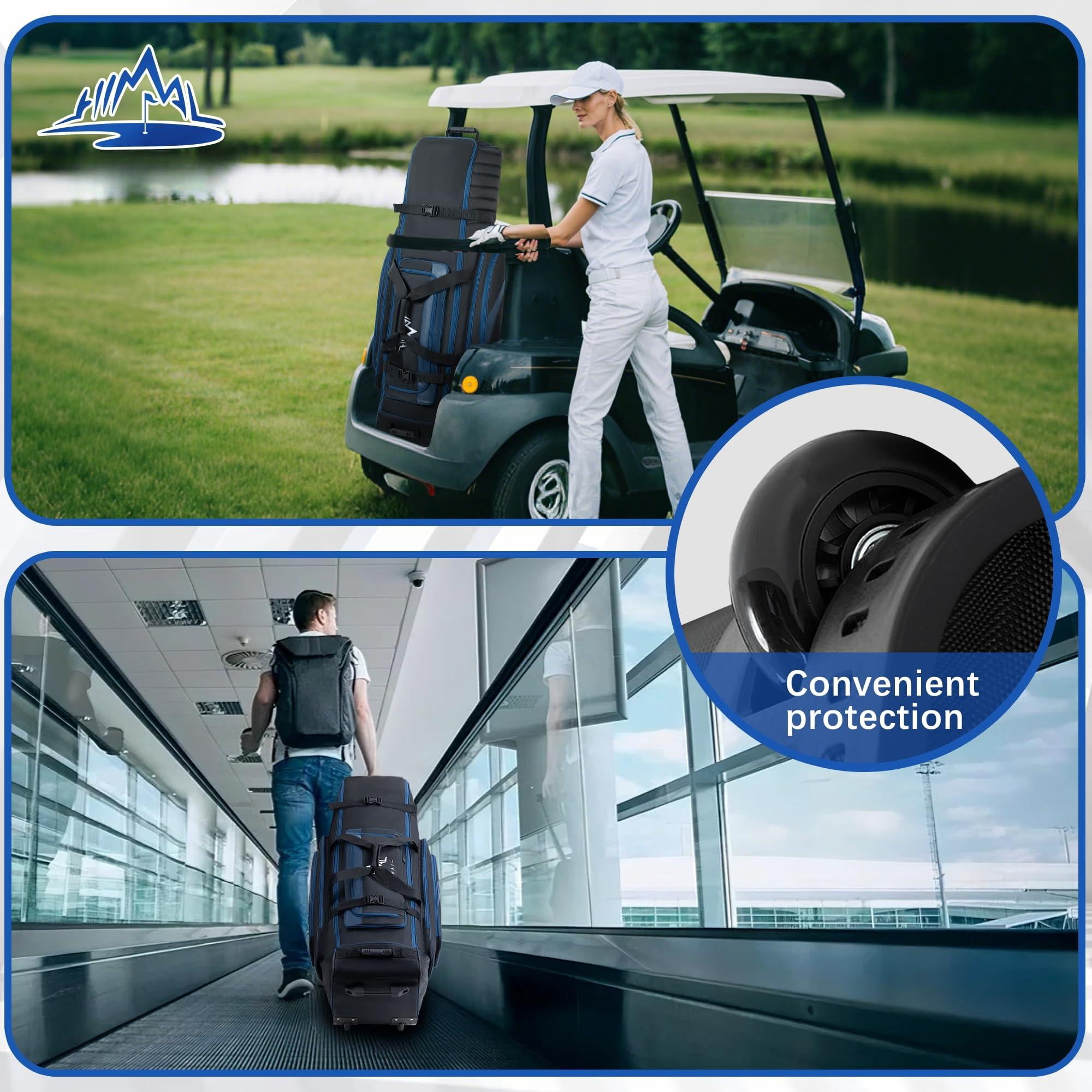Soft-sided Golf Travel Bag Cover With Wheels  1680d Material Padded Head And Leather Accents Foldable Bags For Airlines
