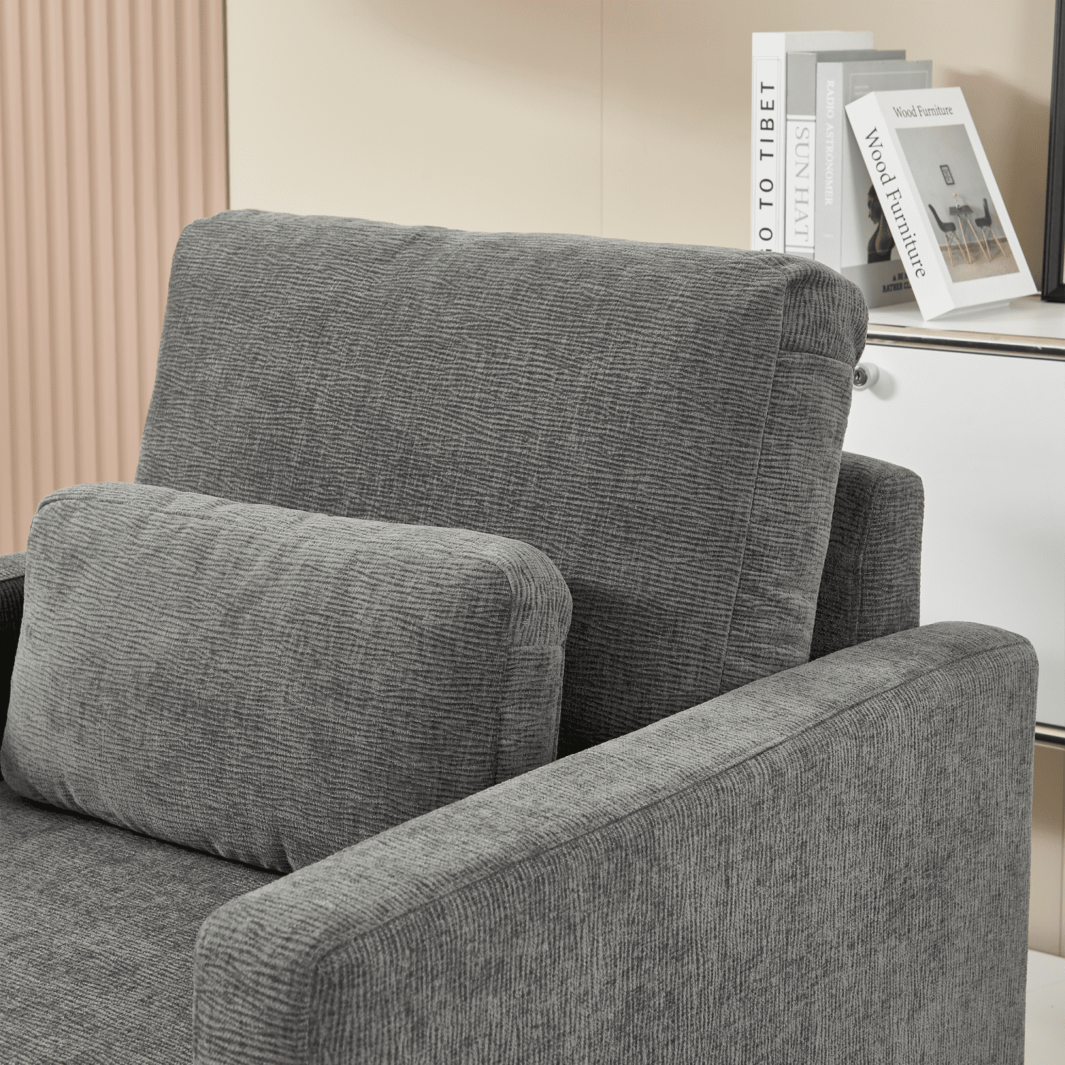 Gewnee Modern Chenille Accent Armchair - Upholstered Reading Chair for Living Room