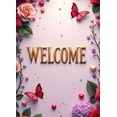 thumbnail image 5 of LUUFILx Welcome Heart Shaped Rose Floral Welcome Banner Romantic Backdrop with Butterflies and Hearts for Party Decorations Event Photographic Background, 5 of 9