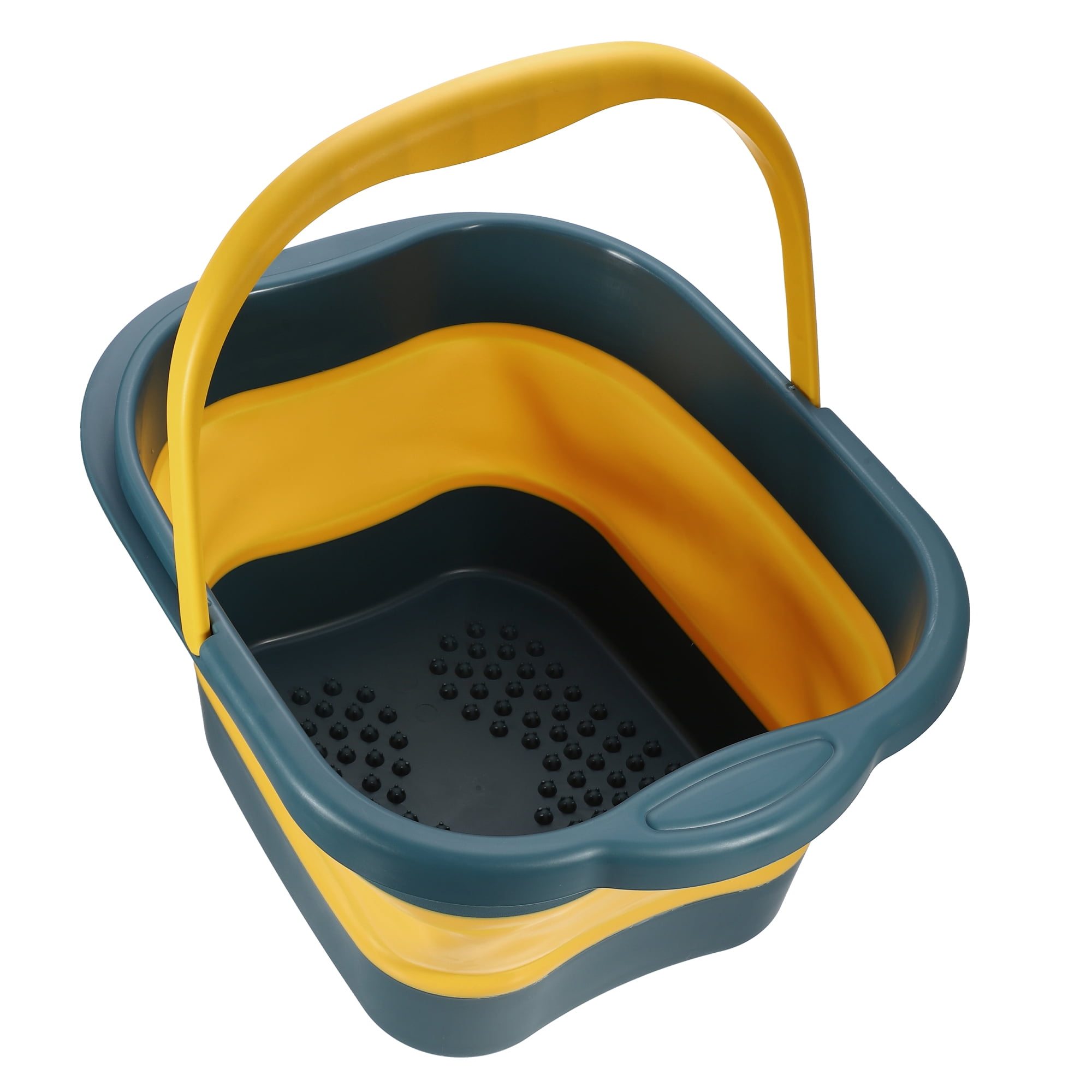 Unique Bargains Collapsible Foot Bath 15L/4 Gallons Feet Soaking Tub with Handle Foot Soaking Bath Basin Green Yellow
