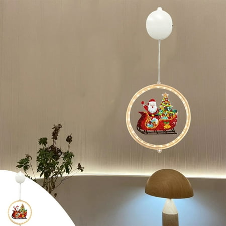 

Werulen Indoor Christmas Decor Savings Clearance Diamond Art Santa Claus LED Night Lamp DIY Diamonds Painting Christmas Night Stand Light Lamp Bedside Nightlight Battery Operated