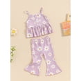 thumbnail image 3 of Bagilaanoe 2pcs Toddler Baby Girl Pants Set Floral Sleeveless Cami Tops + Flare Trousers 6M 12M 18M 24M 3T 4T Kids Casual Clothes, 3 of 7