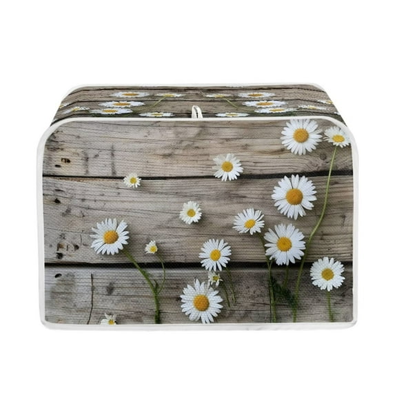 LedBack Daisy Wood Print Toaster Dust Cover 2 Slice, Bread Machine Cover for Anti Fingerprint & Dust-proof, Lightweight Bread Maker Machine Covers Kitchen Accessories