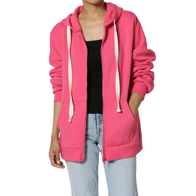 TheMoogan Women's Essential Full Zip Cotton Fleece Hoodie Sweatshirt Relaxed Track Jacket