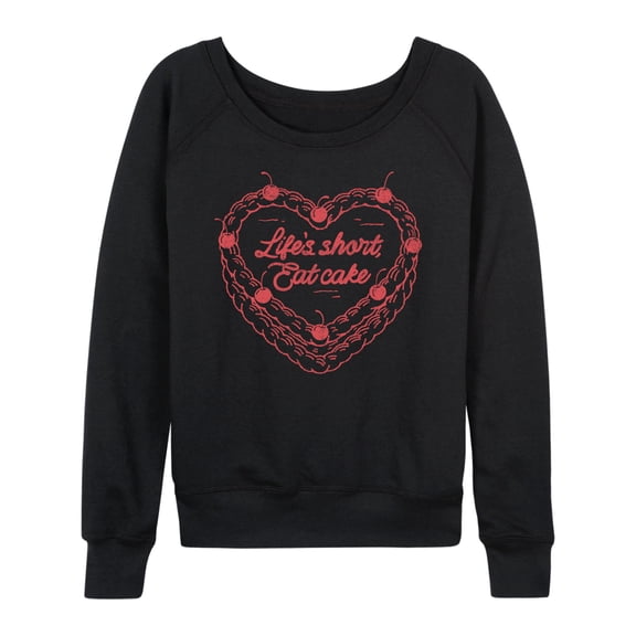 Instant Message - Eat Cake Heart - Women's French Terry Long Sleeve Shirt