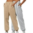 thumbnail image 2 of BiZtdJrK 2 Pack Sweatpants for Women Loose Fit Bound Ankle Pants Casual Elastic Waist Jogger Pants Solid Color Lounge Trousers with Pockets Lightning Sales Today Gray M, 2 of 7