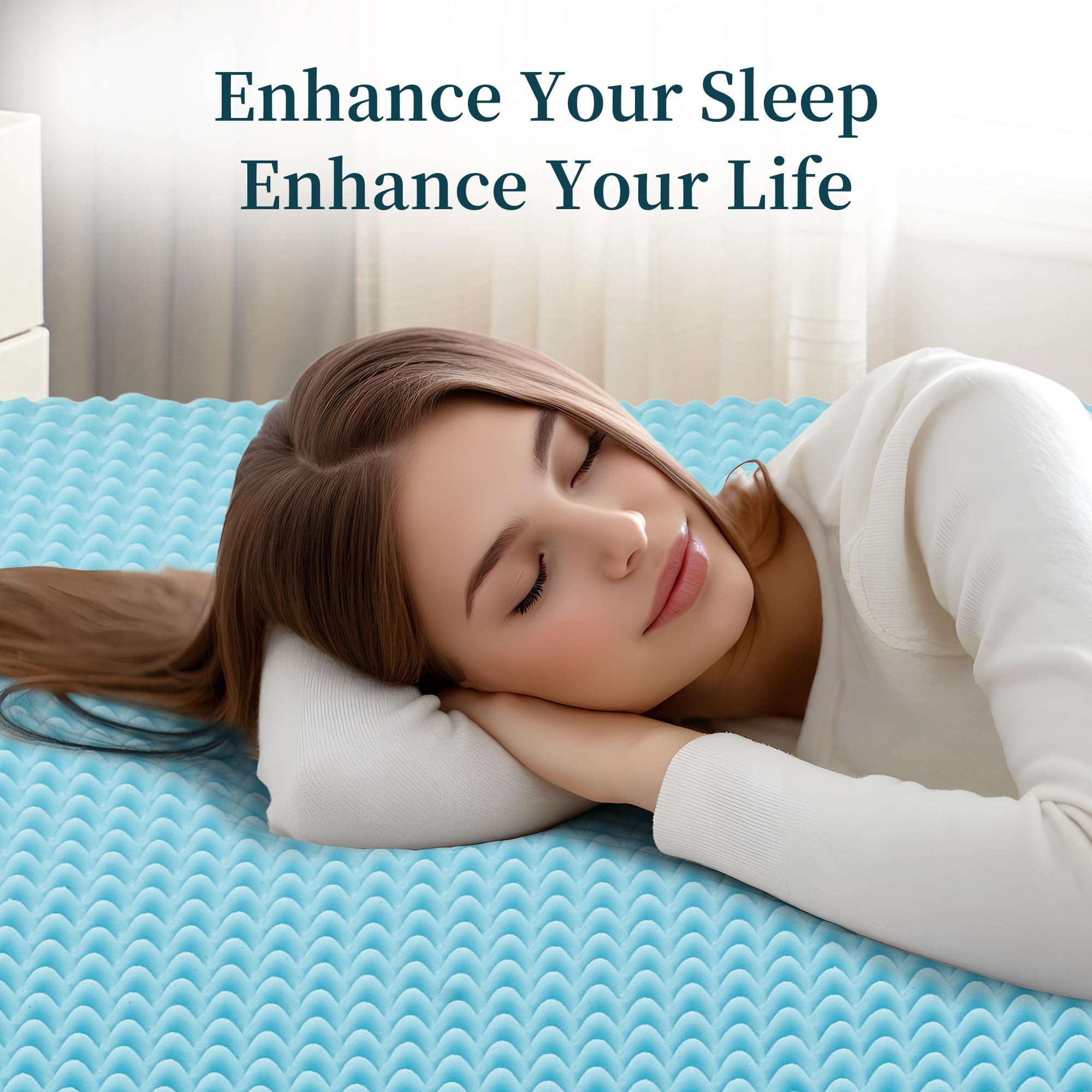3 Inch Mattress Topper, Full Size Memory Foam Mattress Topper with Cooling Gel Egg Crate Mattresses Top, Plush Feel, Breathable, Pressure Relief for Bedroom