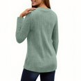 thumbnail image 6 of Womens Long Sleeve V-Neck Knit Sweaters Front Slit Button Down Tops Casual Solid Color Loose Fit Sweaters Tops, 6 of 6