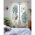 thumbnail image 3 of Blue Tulip Sheer Curtains 63 Inch Length 2 Panels Set for Living Room/Bedroom, Vintage Floral Leaves Butterfly Plants Beige Kitchen Curtains Grommet Semi-Sheer Curtains Window Treatments 42"x63"x2, 3 of 7