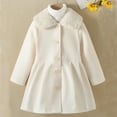 thumbnail image 2 of Generic Girls' Winter Warm Wool Coat Kids' Long Sleeve Woolen Trench Coat Toddler Coat Girl's Coat Simple Casual Coat Girl's Autumn Winter Tops Outwear Warm Kids Winter Coats With Hooded, 2 of 6