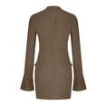 thumbnail image 7 of jtjvou Women's Mock Turtle Neck Long Sleeve Party Dress Bodycon Mini Tank Short for Women Khaki,XXXL, 7 of 7