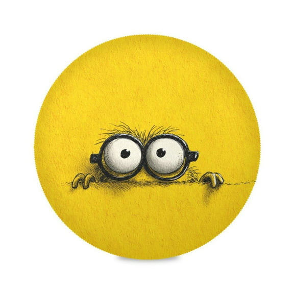 WOBOGO Cartoon Round Placemats Set of 1 Heat Resistant Washable Kitchen Table Decorations 15.4in