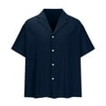 thumbnail image 5 of Awdenio New Arrivals Summer Mens Shirts Deals, Mens Short Sleeve Button Up Shirts Hawaiian Textured Shirt Casual Solid Dress Shirt Shirts, Fathers Day Gifts Navy M, 5 of 5