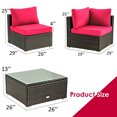 thumbnail image 2 of Patiojoy 5PCS Rattan Patio Furniture Set Cushioned Sofa Chair Coffee Table Set Easy Assemble Red, 2 of 9