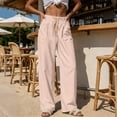 thumbnail image 5 of Lmnyox Women's Fashion Pants Striped Elastic High Waist Drawstring Pants Casual Pull-on Trousers with Pockets, 5 of 9