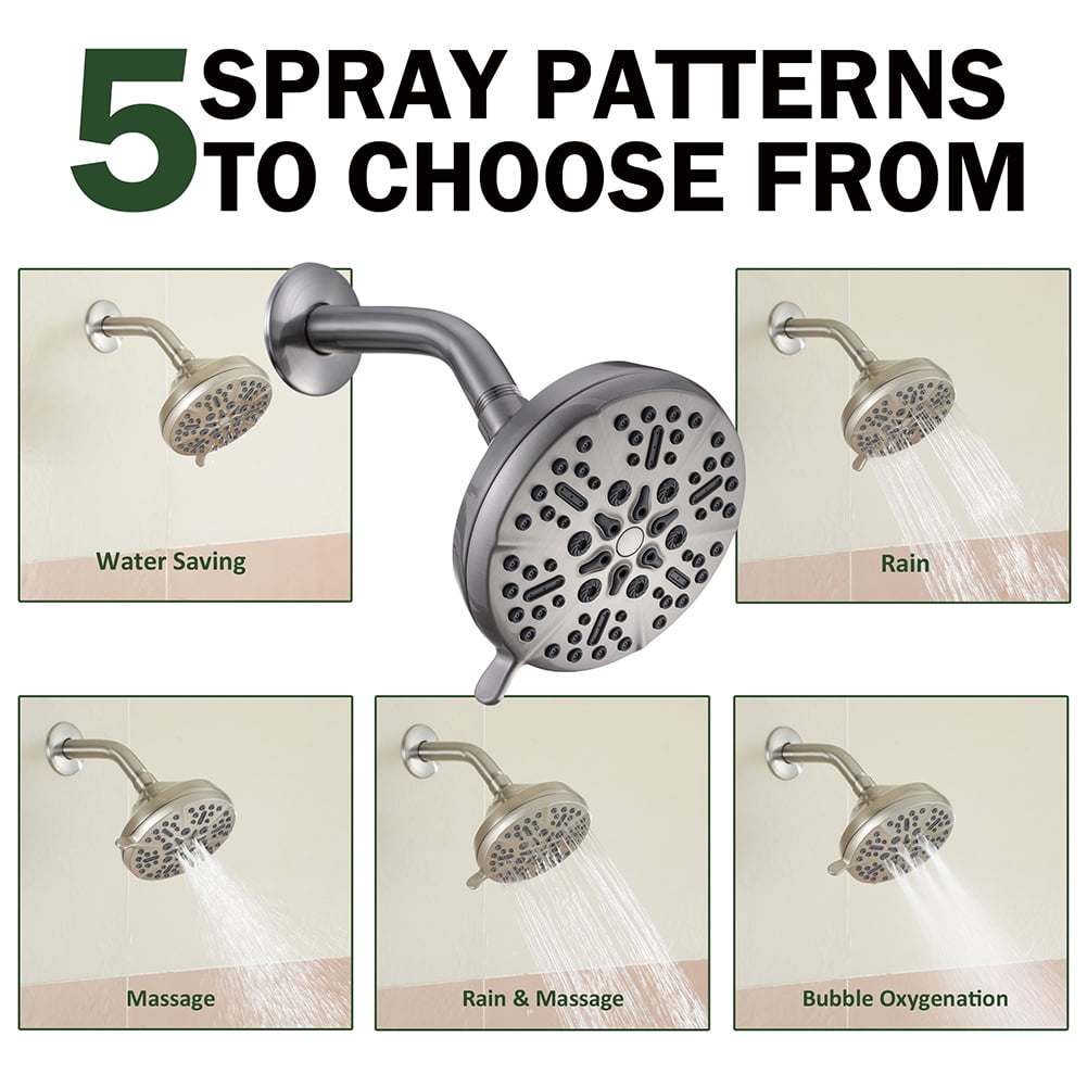Kepooman 5-Inch Multifunctional Single Wall Mounted Fixed Shower Nozzle, Adjustable Angles Wall-Mount Showerhead, Nickel Kepooman 5-Inch Multifunctional Single Wall Mounted Fixed Shower Nozzle, Adjustable Angles Wall-Mount Showerhead, Nickel