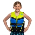 thumbnail image 2 of O'Brien Youth Flex V-Back Neoprene Life Jacket for Watersports, 55 to 75 lb, Blue/Lime, 2 of 7