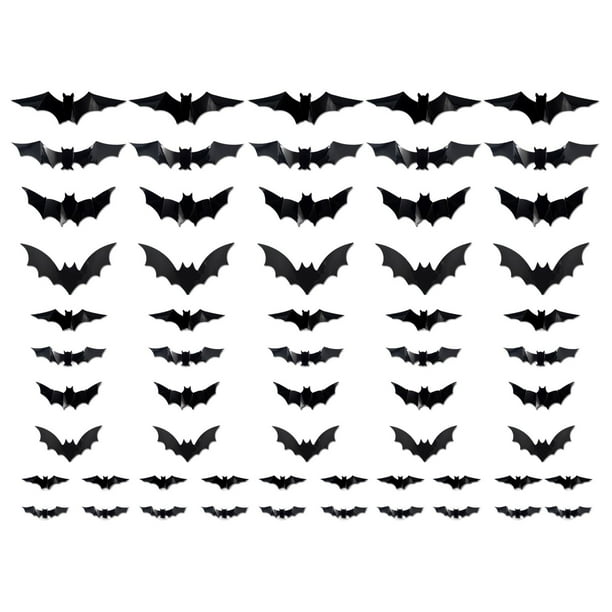 DZBJIPT 120 Piezas De Murciélagos Para Decoración De Halloween, Calcomanías De Pared 3D De Murciélagos De Halloween, 4 Tamaños De Murciélagos Para Decoración De Pared, Murciélagos Colgantes Para