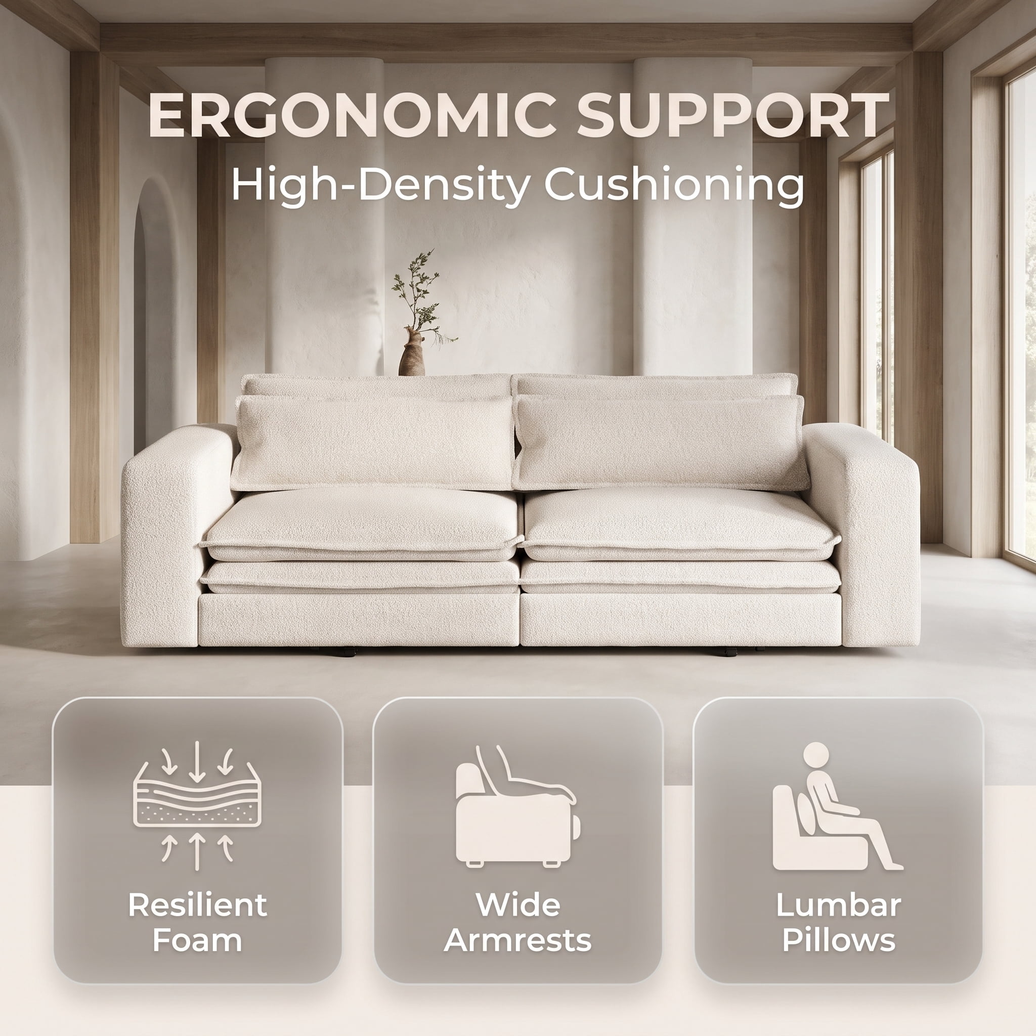 3-in-1 King Size Sleeper Sofa Bed, 93" Sherpa Fleece Pull Out Couch with Wide Armrests & Deep Seat, Modern Convertible Futon Lounge Sofa with 2 Pillows, Beige