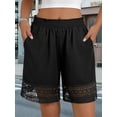 thumbnail image 5 of Women'S Casual Elastic Waist Lounge Shorts Comfy Lace Trim Summer Beach Linen Ruffle Shorts Black M, 5 of 9