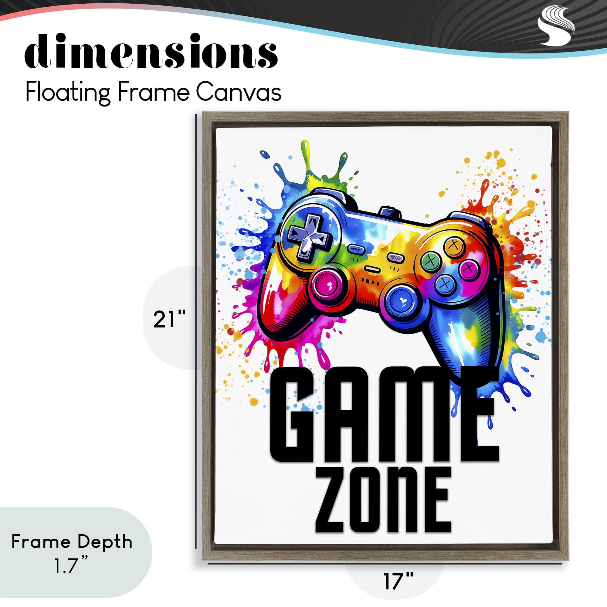 Stupell Industries Game Zone Bright Splash Brown Framed Floater Canvas Wall Art, design by Kim Allen