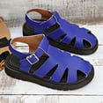 thumbnail image 5 of KIJBLAE Women's Fisherman Platform Sandals, Closed Toe Cutout Design with Adjustable Buckle, Plus Size Retro Comfort Footwear Blue 36, 5 of 9
