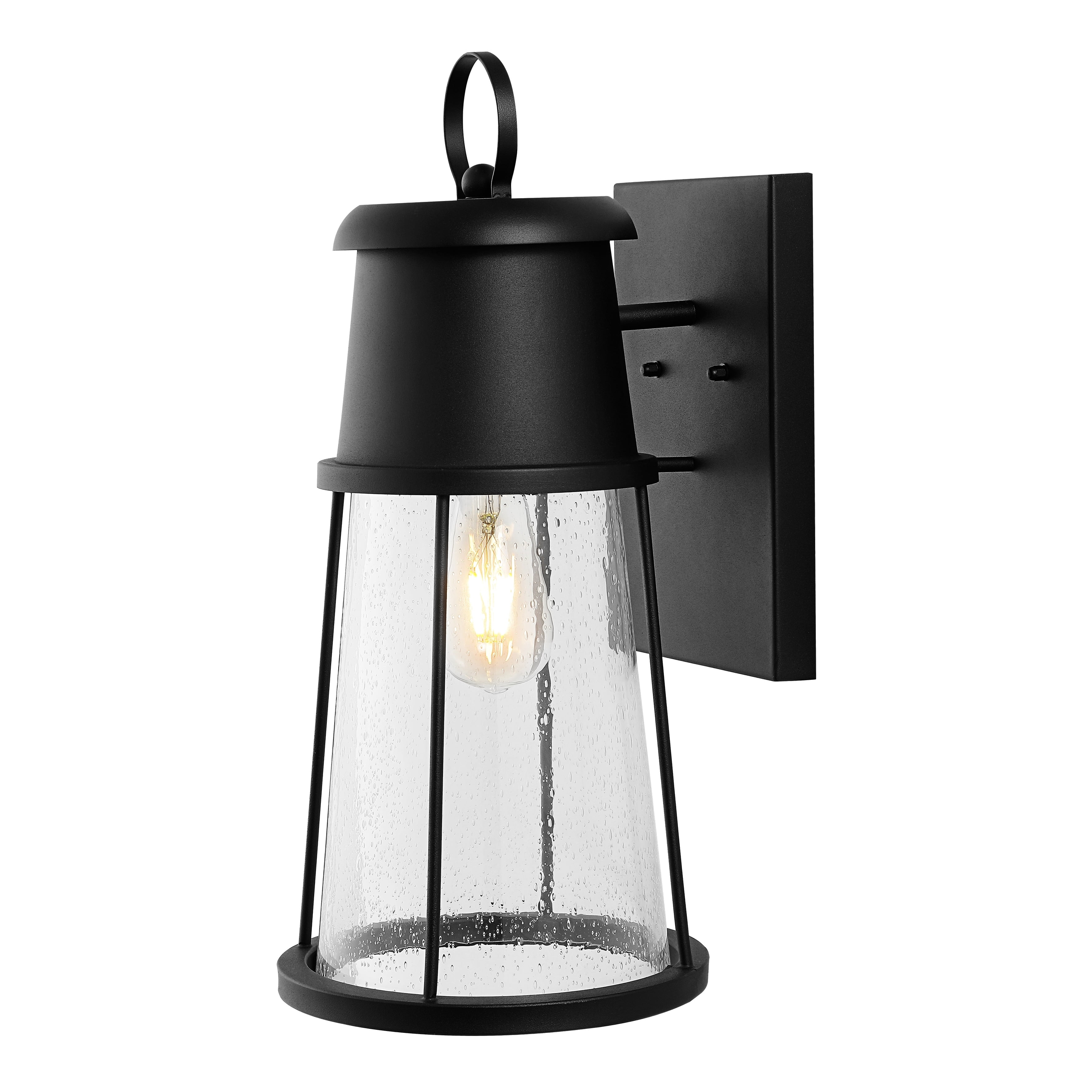 SAFAVIEH Laela Edison Tungsten Black Metal Wall Sconce with Clear Shade, Set of 2