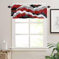 thumbnail image 3 of Red Black and Gray Ombre Window Valances, Modern Geometric Ocean Waves Abstract Light Filtering Kitchen Window Treatments, Short Rod Pocket panel Curtains, Curtain Valance for Bedroom Windows 54"x18", 3 of 6