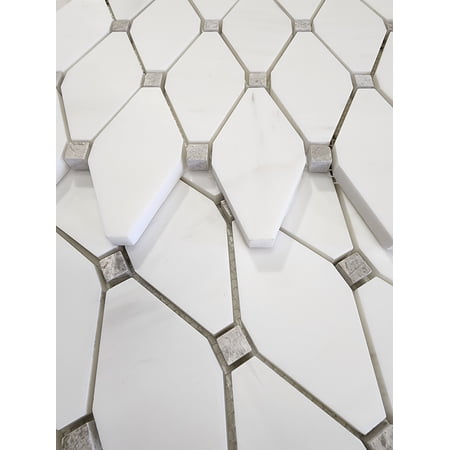 SB Tile and Stone Bianco Dolomite Diamond Clipped Glossy Mosaic Tile Box (3.5 sqft)