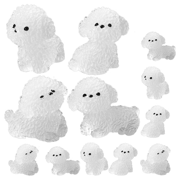 12 Uds. Mini figuras de perros que brillan en la oscuridad, figura de Animal de resina en miniatura, decoración de bonsái de micropaisaje