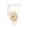 thumbnail image 2 of Reloj de pared de doble cara de 8 pulgadas, silencioso, con pantalla de 12 horas, giratorio, vintage blanco, 2 of 9