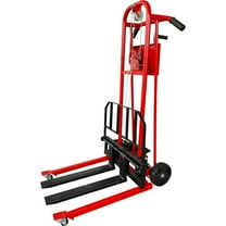 500lbs Hydraulic Material Lift Winch Stacker 41.4" Max Lift Height, Manual Pallet Truck Dolly with Foot Brake