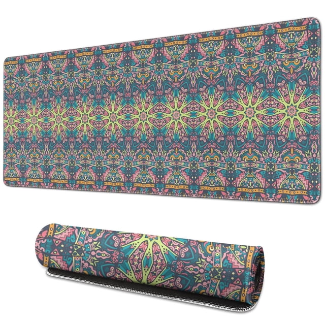 Performore Mouse Pad: Stylish Mandala Design, Perfect for Gamers and Professionals, Non-Slip Rubber Base for Stability, 31.5x11.8 Inch