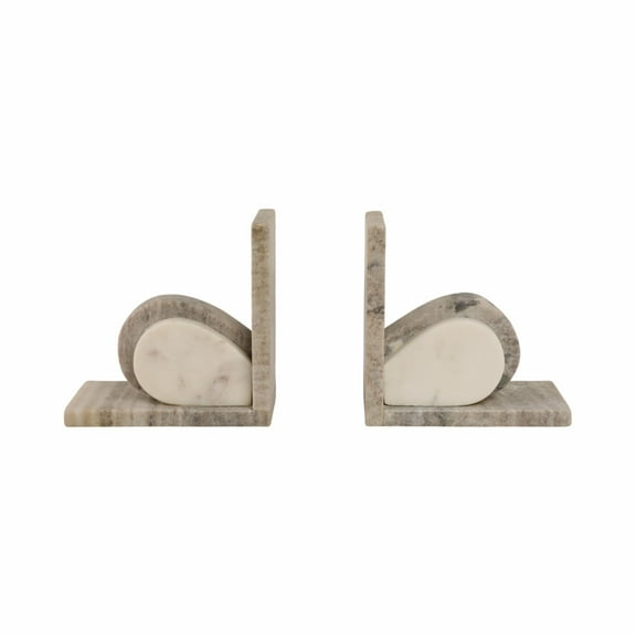 Sagebrook Home Eared Onyx & White Beige Marble Bookends (Set of 2)
