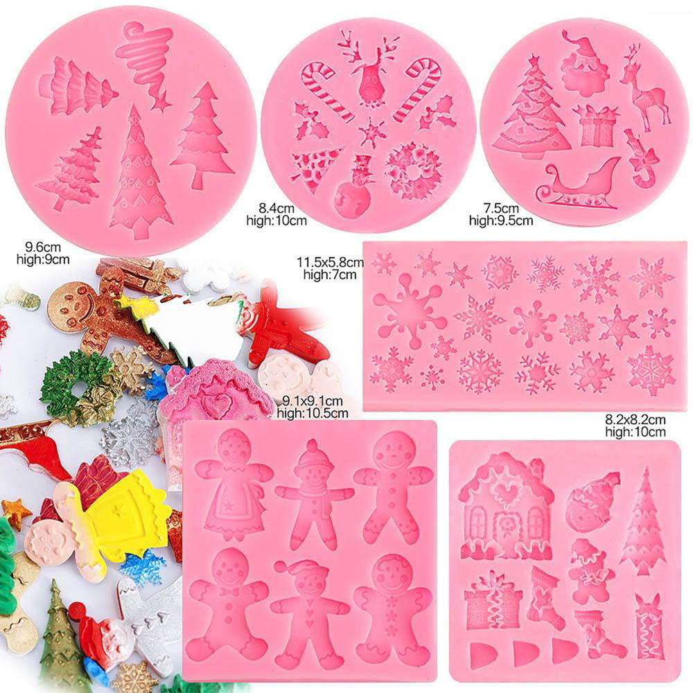 ORTUH 10CM Christmas Tree Cake Silicone Molds Food-grade Silicone Chocolate Candy Mold Gum Paste Resin Mould Party Cupcake Topper Decorating Tools