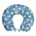 thumbnail image 1 of Floral Travel Pillow Neck Rest, Pastel Innocent Flowers on Irregular Rounds, Memory Foam Traveling Accessory Airplane and Car, 12", Ceil Blue Sea Blue, by Ambesonne, 1 of 2