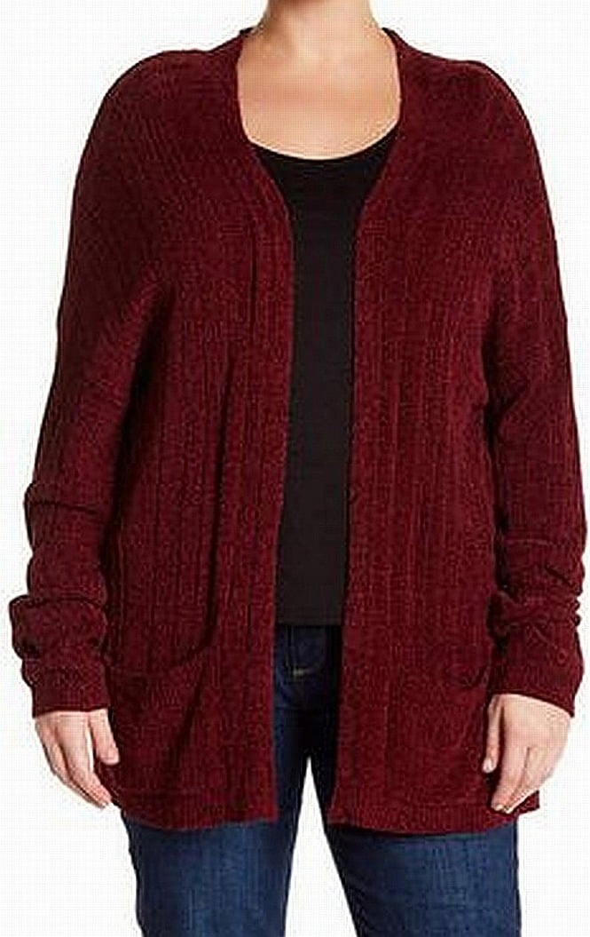 fuzzy red cardigan