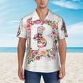 thumbnail image 4 of Letter B Flower Graphic Hawaiian Shirts For Men, Summer Short-Sleeve Relaxed-Fit Button-Down Shirts Medium, 4 of 9