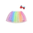 thumbnail image 6 of ZIYIXIN Toddler Baby Girls Skirts Ruffled Elastic High-Waist Tulle Tutu Skirt Pearl Sequin Bow Princess Party Casual Outfit Multicolor 2-3 Years, 6 of 6