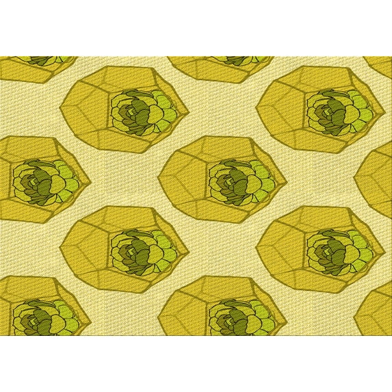 Ahgly Company Indoor Rectangle Patterned Bold Yellow Area Rugs, 8' x 12'
