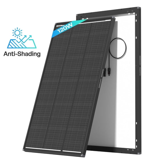 Renogy 120W 12V Anti-Shading Solar Panel ShadowFlux, 16BB N-Type, 25% High-Efficiency & Anti-Shading, IP67 Waterproof, Lightweight for RV/Pickup/SUV Charging