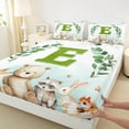 thumbnail image 3 of Feelyou Cartoon Monogrammed E Full Size Sheets for Kids, Jungle Raccoon Bed Sheets, Cute Animal Wildlife Sheet Sets, Super Cozy Room Decor, 4 Pieces, 3 of 7