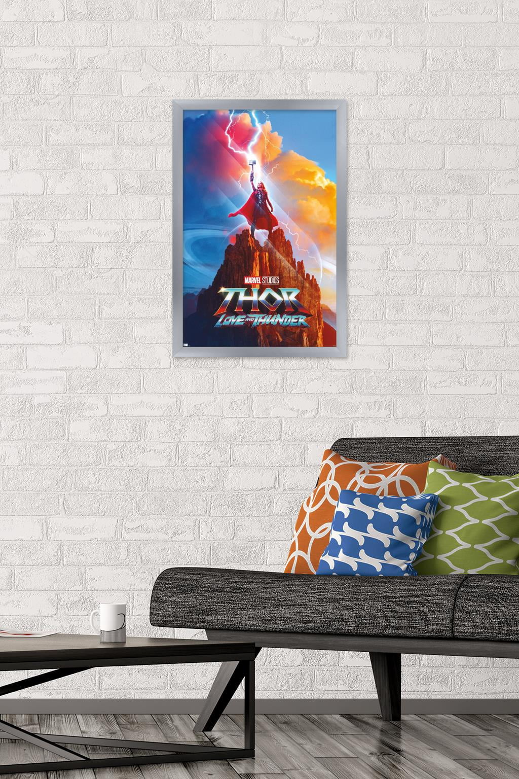 Marvel Thor: Love and Thunder - Mighty Thor One Sheet Wall Poster, 14.725" x 22.375" Framed
