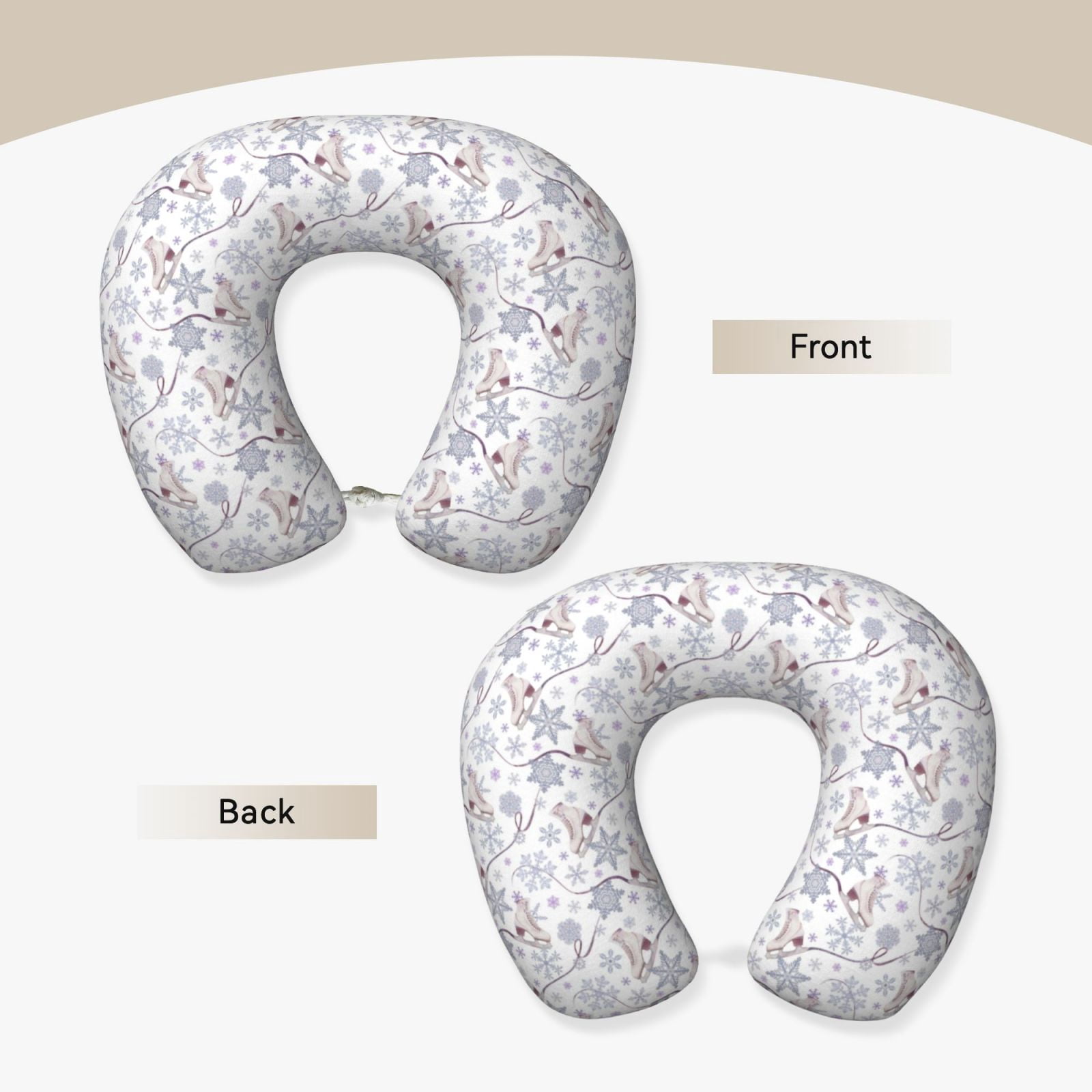 Xecao Elegant ice skates snowflakes Print Memory Foam Cervical Neck Pillow Versatile U-Shaped Pillows for Home,Office,Camping,Travelling,Soft Washable Cover