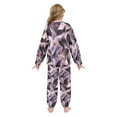 thumbnail image 3 of Fluffy Pajamas Set Fuzzy Winter Warm Pj Sets Pullover Tops and Long Pants Purple Abstract Leaves Small, 3 of 8