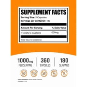BulkSupplements N-Acetyl L-Cysteine (NAC) 1000mg Amino Acid Supplement Capsules, 360 Count